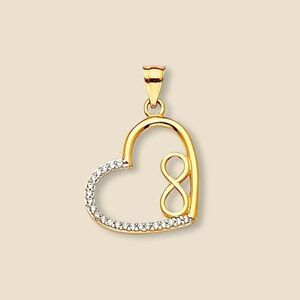 14K Yellow Gold CZ Heart Infinity Pendant – Love & Forever Symbol